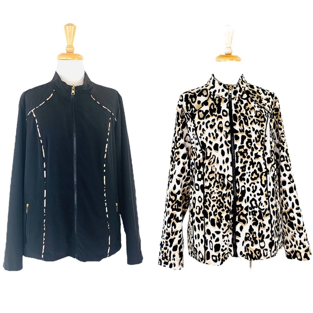 40% OFF Clearance SALE❗️ Chicos Zenergy Fully Reversible Jacket Cheetah Print - Picture 1 of 11
